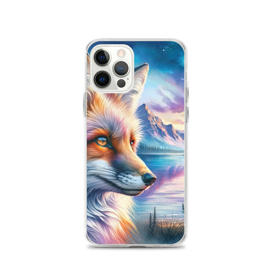 Aquarellporträt eines Fuchses im Dämmerlicht am Bergsee - iPhone Schutzhülle (durchsichtig) camping xxx yyy zzz iPhone 12 Pro