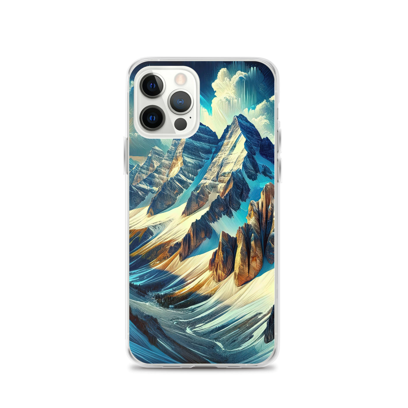 Majestätische Alpen in zufällig ausgewähltem Kunststil - iPhone Schutzhülle (durchsichtig) berge xxx yyy zzz iPhone 12 Pro