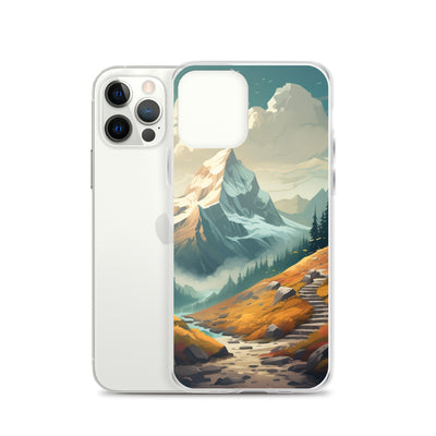 Berge, Wald und Wanderweg - Malerei - iPhone Schutzhülle (durchsichtig) berge xxx