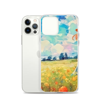 Dame mit Hut im Feld mit Blumen - Landschaftsmalerei - iPhone Schutzhülle (durchsichtig) camping xxx