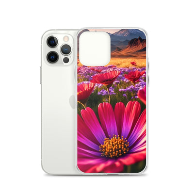 Wünderschöne Blumen und Berge im Hintergrund - iPhone Schutzhülle (durchsichtig) berge xxx