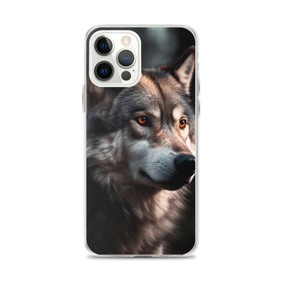 Wolf Porträt - Fotorealistische Malerei - iPhone Schutzhülle (durchsichtig) camping xxx iPhone 12 Pro Max