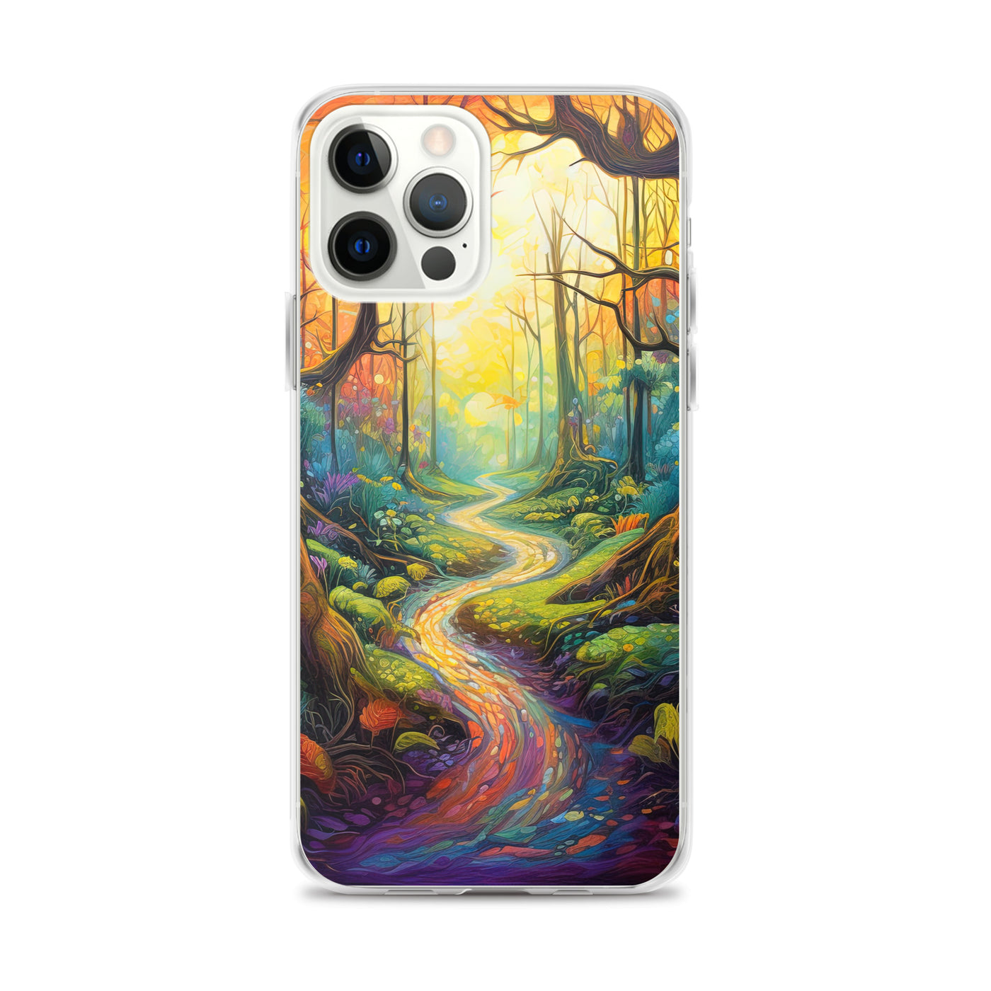 Wald und Wanderweg - Bunte, farbenfrohe Malerei - iPhone Schutzhülle (durchsichtig) camping xxx iPhone 12 Pro Max