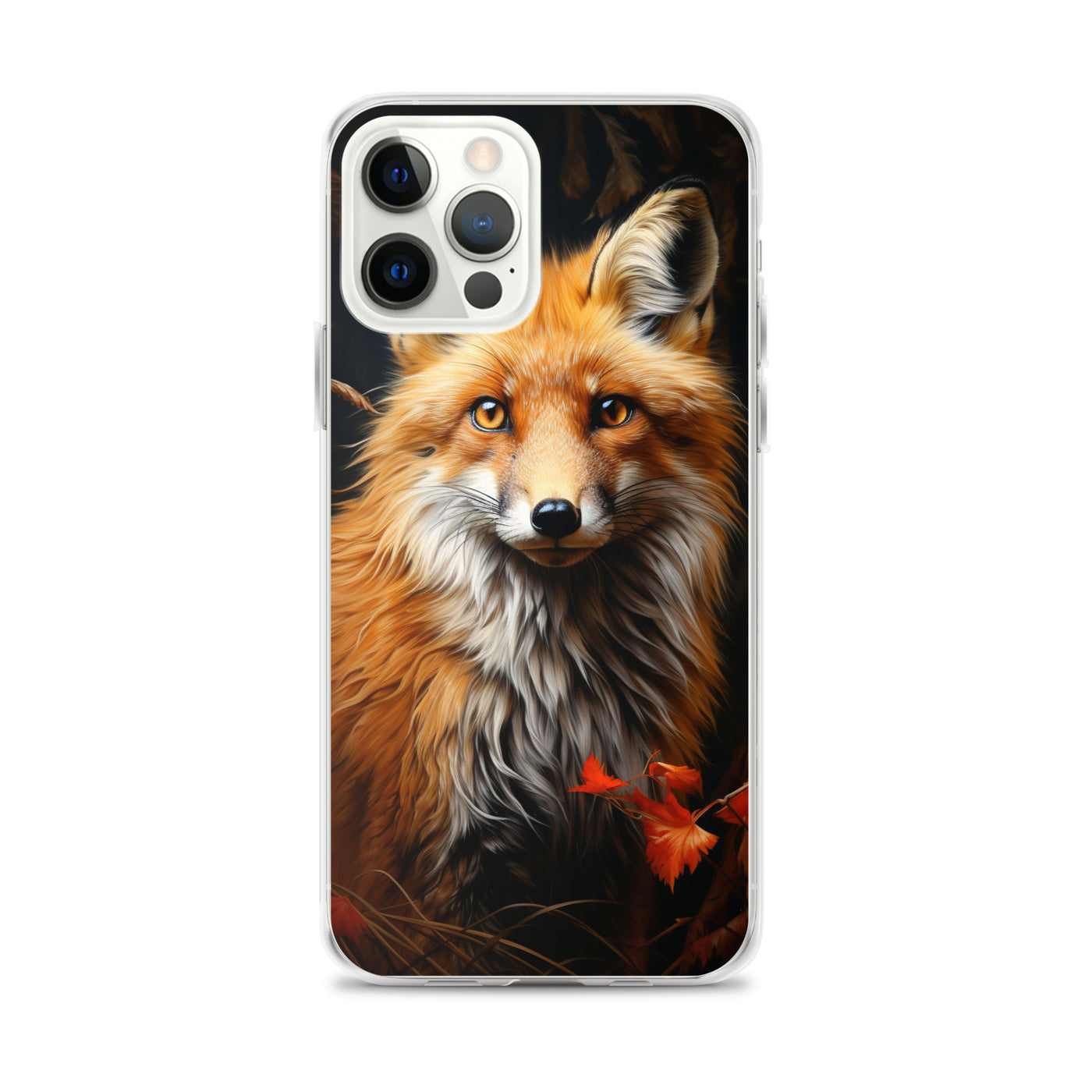 Fuchs Porträt und Herbstblätter - Malerei - iPhone Schutzhülle (durchsichtig) camping xxx iPhone 12 Pro Max
