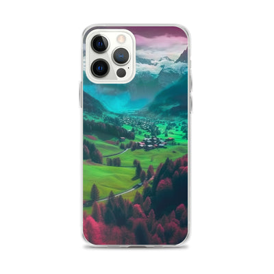 Berglandschaft und Dorf - Fotorealistische Malerei - iPhone Schutzhülle (durchsichtig) berge xxx iPhone 12 Pro Max