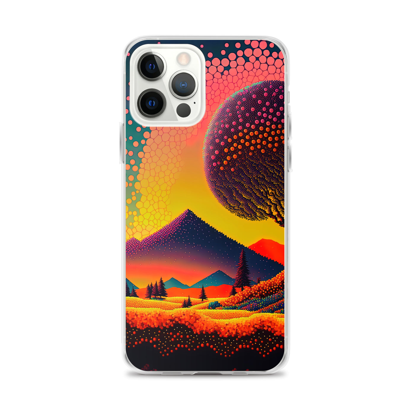 Berge und warme Farben - Punktkunst - iPhone Schutzhülle (durchsichtig) berge xxx iPhone 12 Pro Max