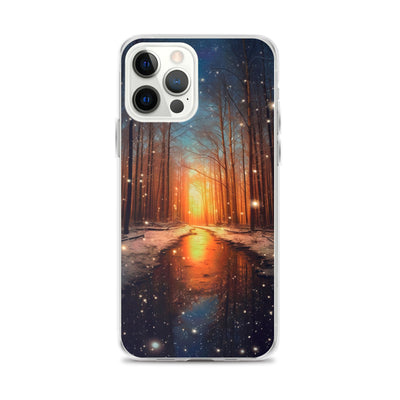 Bäume im Winter, Schnee, Sonnenaufgang und Fluss - iPhone Schutzhülle (durchsichtig) camping xxx iPhone 12 Pro Max