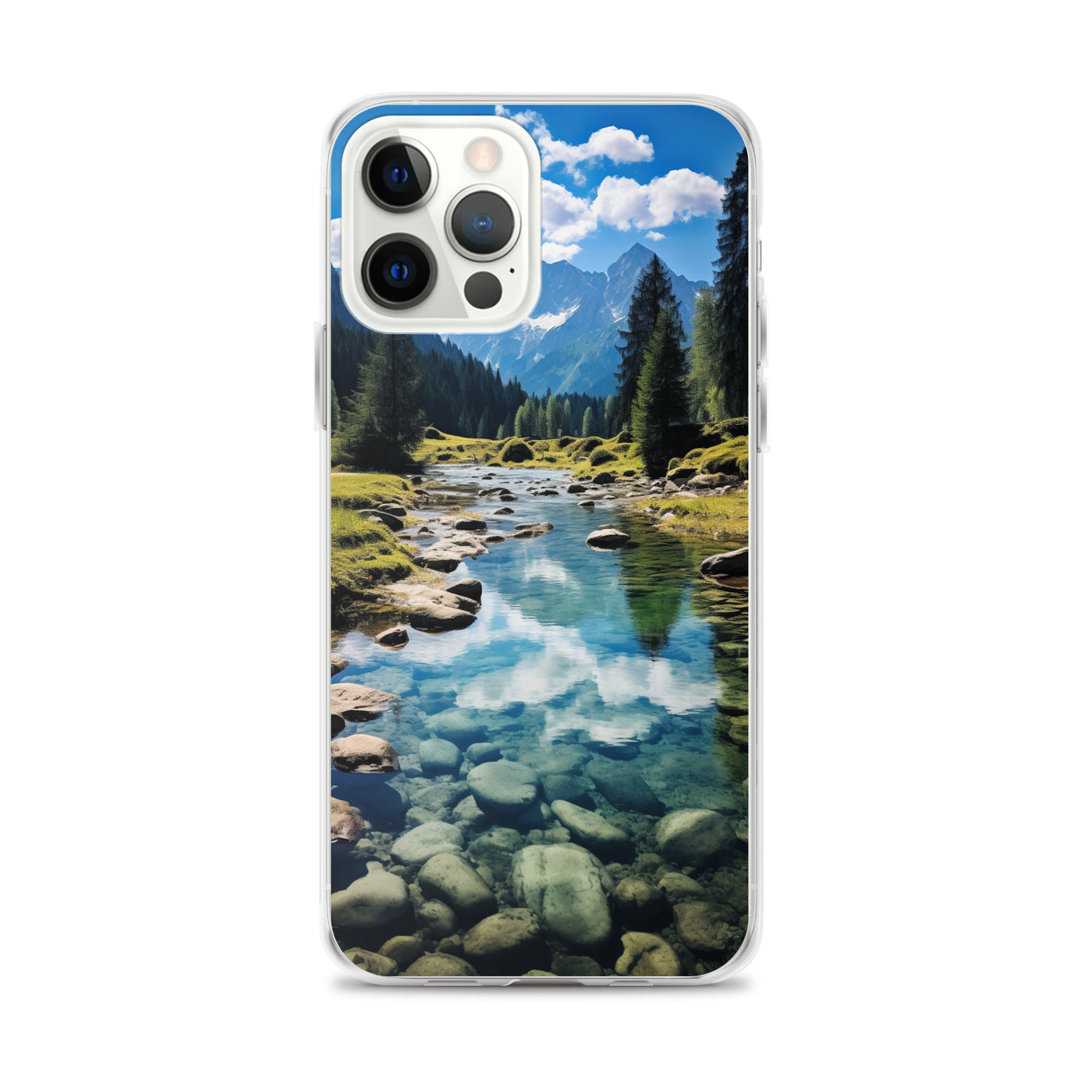 Österreichische Alpen und steiniger Bach - iPhone Schutzhülle (durchsichtig) berge xxx iPhone 12 Pro Max