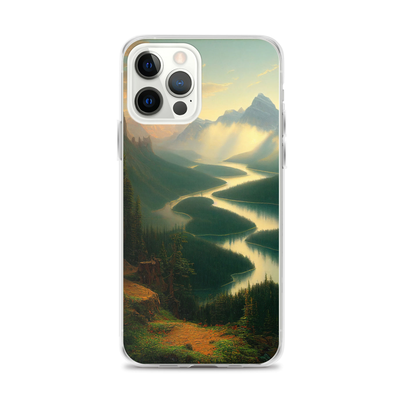 Landschaft mit Bergen, See und viel grüne Natur - Malerei - iPhone Schutzhülle (durchsichtig) berge xxx iPhone 12 Pro Max