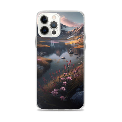 Berge, Bergsee und Blumen - iPhone Schutzhülle (durchsichtig) berge xxx iPhone 12 Pro Max