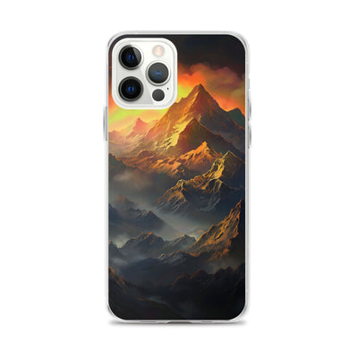 Wunderschöne Himalaya Gebirge im Nebel und Sonnenuntergang - Malerei - iPhone Schutzhülle (durchsichtig) berge xxx iPhone 12 Pro Max