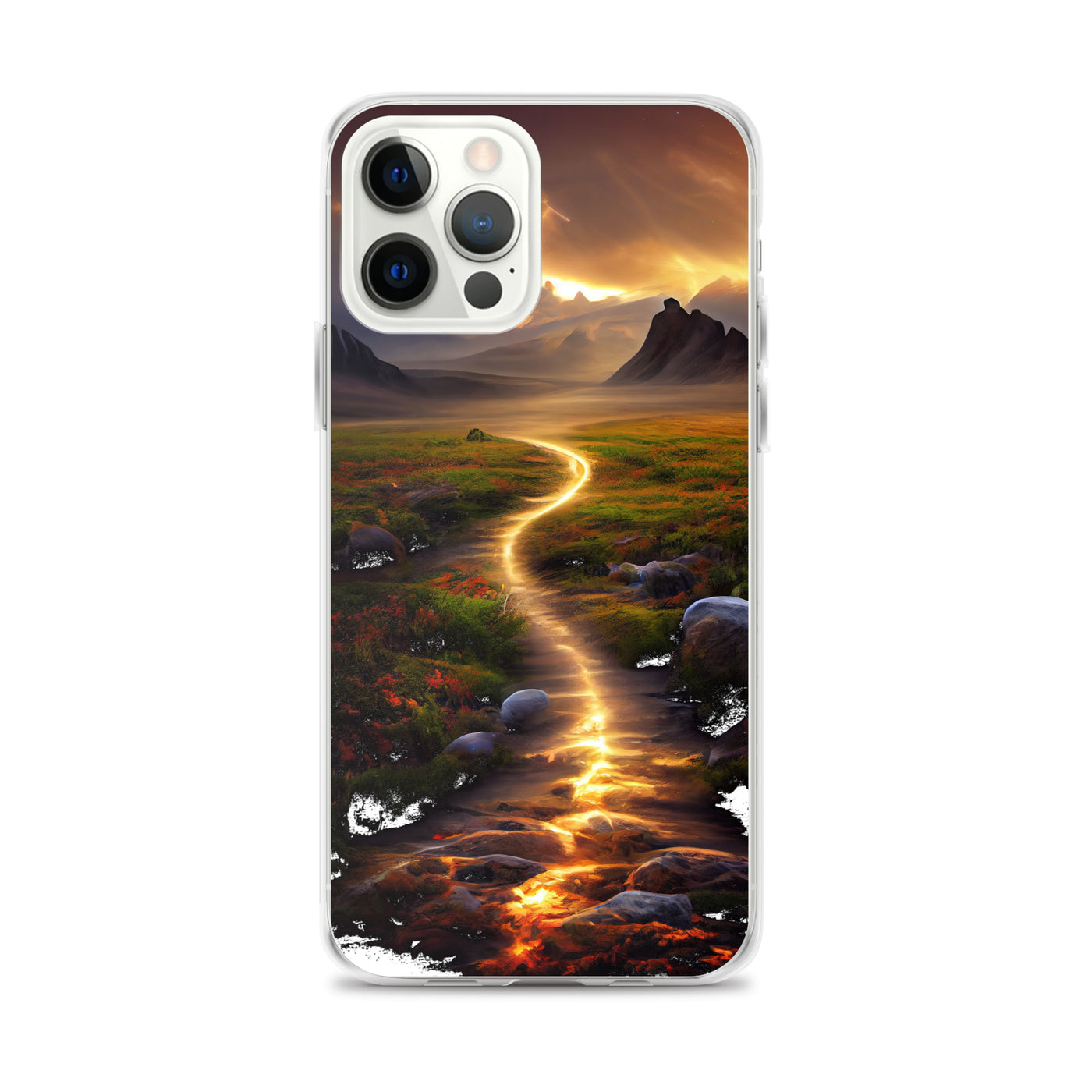 Landschaft mit wilder Atmosphäre - Malerei - iPhone Schutzhülle (durchsichtig) berge xxx iPhone 12 Pro Max