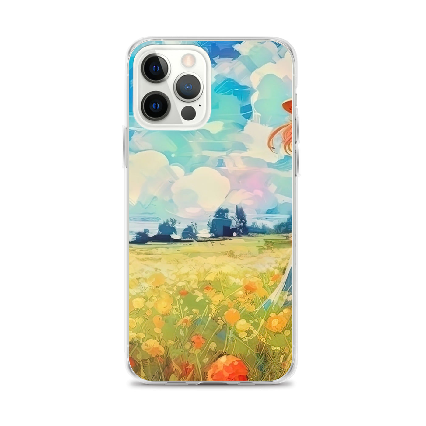 Dame mit Hut im Feld mit Blumen - Landschaftsmalerei - iPhone Schutzhülle (durchsichtig) camping xxx iPhone 12 Pro Max