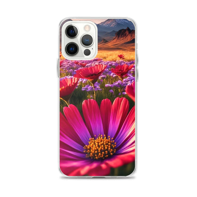 Wünderschöne Blumen und Berge im Hintergrund - iPhone Schutzhülle (durchsichtig) berge xxx iPhone 12 Pro Max