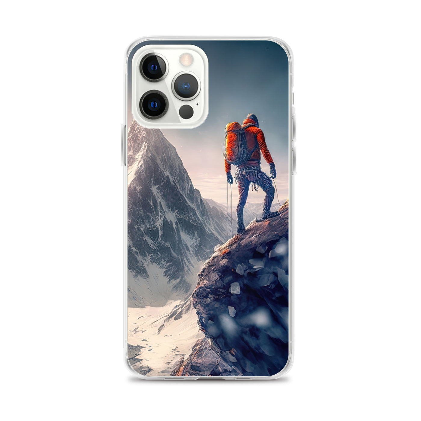 Bergsteiger auf Berg - Epische Malerei - iPhone Schutzhülle (durchsichtig) klettern xxx iPhone 12 Pro Max