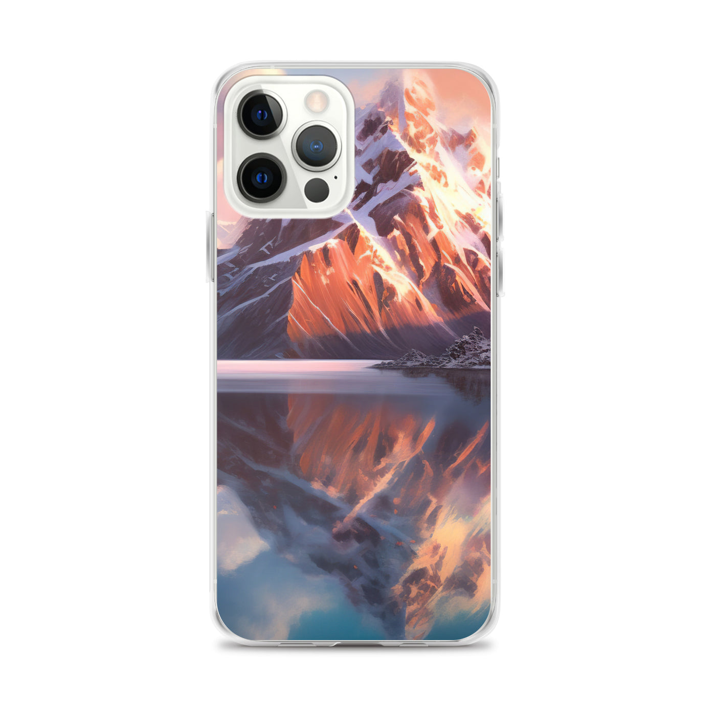 Berg und Bergsee - Landschaftsmalerei - iPhone Schutzhülle (durchsichtig) berge xxx iPhone 12 Pro Max