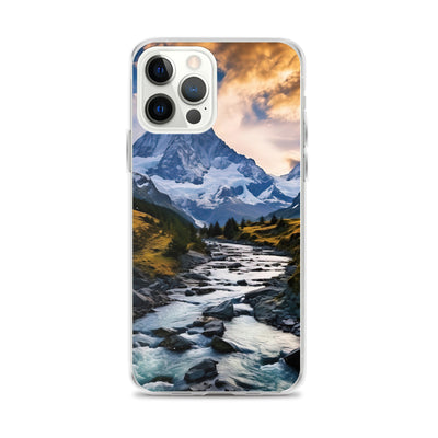 Berge und steiniger Bach - Epische Stimmung - iPhone Schutzhülle (durchsichtig) berge xxx iPhone 12 Pro Max