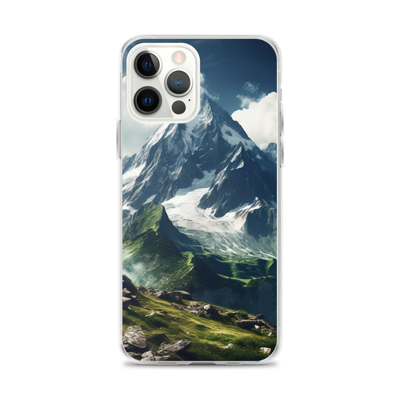 Gigantischer Berg - Landschaftsmalerei - iPhone Schutzhülle (durchsichtig) berge xxx iPhone 12 Pro Max