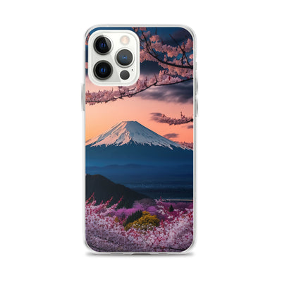 Berg - Pinke Bäume und Blumen - iPhone Schutzhülle (durchsichtig) berge xxx iPhone 12 Pro Max