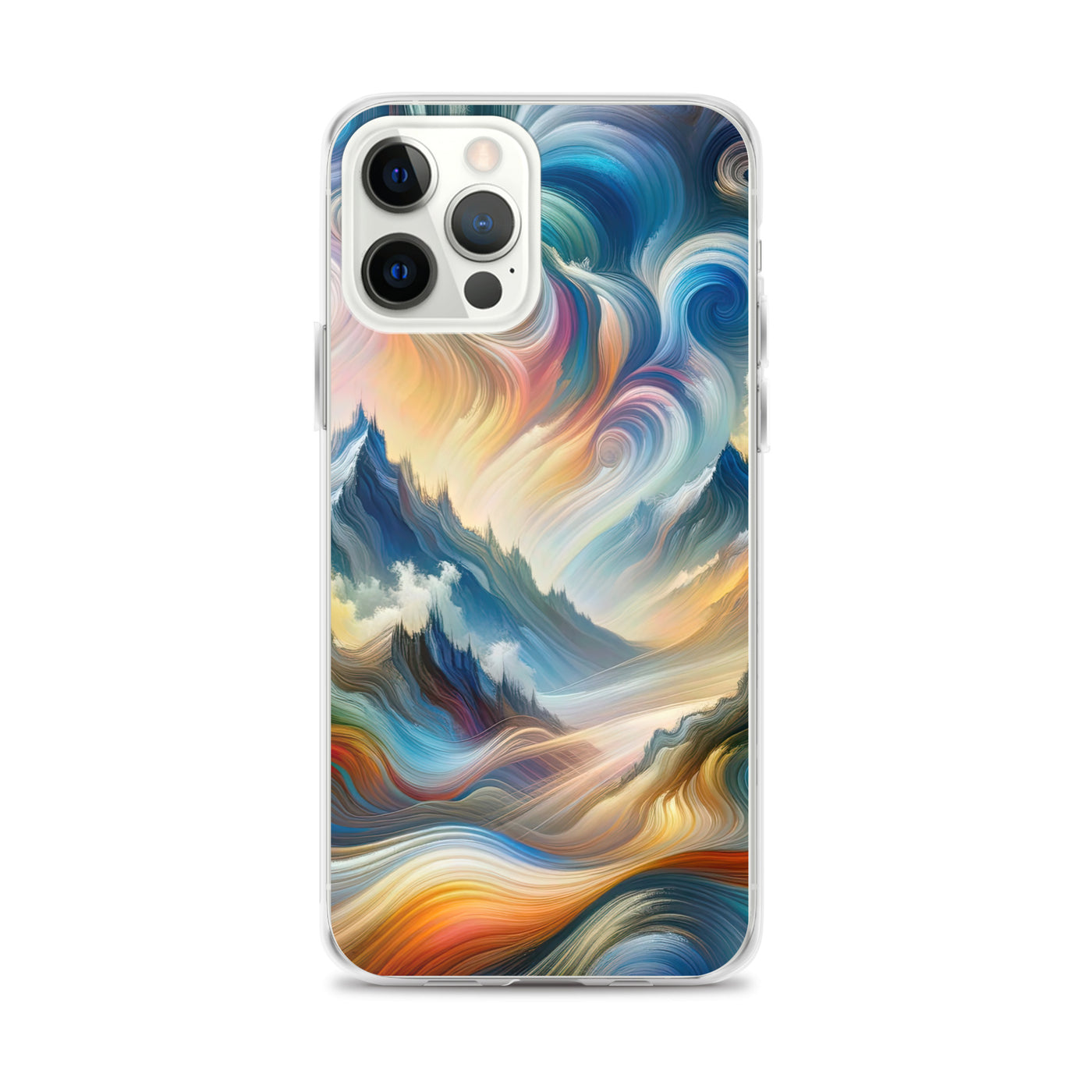 Ätherische schöne Alpen in lebendigen Farbwirbeln - Abstrakte Berge - iPhone Schutzhülle (durchsichtig) berge xxx yyy zzz iPhone 12 Pro Max