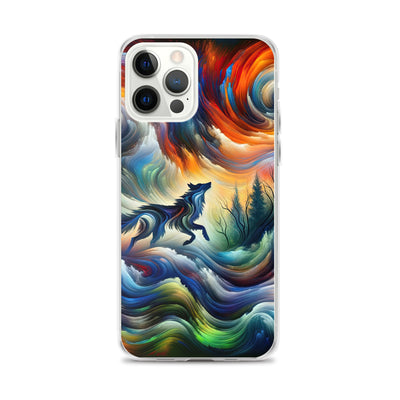 Alpen Abstraktgemälde mit Wolf Silhouette in lebhaften Farben (AN) - iPhone Schutzhülle (durchsichtig) xxx yyy zzz iPhone 12 Pro Max