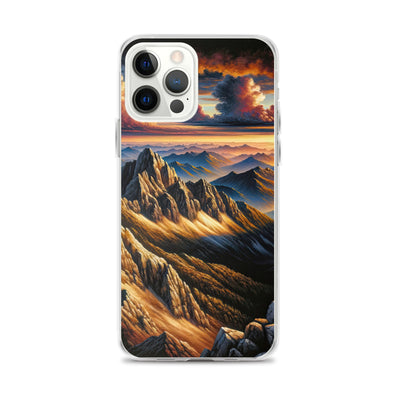 Alpen in Abenddämmerung: Acrylgemälde mit beleuchteten Berggipfeln - iPhone Schutzhülle (durchsichtig) berge xxx yyy zzz iPhone 12 Pro Max