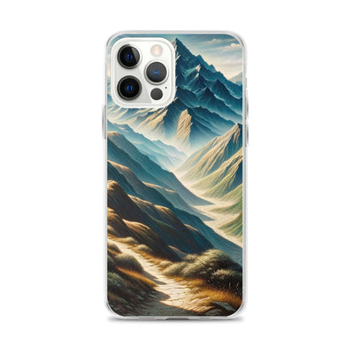 Berglandschaft: Acrylgemälde mit hervorgehobenem Pfad - iPhone Schutzhülle (durchsichtig) berge xxx yyy zzz iPhone 12 Pro Max