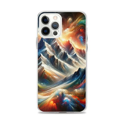 Expressionistische Alpen, Berge: Gemälde mit Farbexplosion - iPhone Schutzhülle (durchsichtig) berge xxx yyy zzz iPhone 12 Pro Max