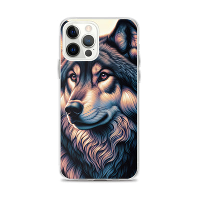 Majestätischer, glänzender Wolf in leuchtender Illustration (AN) - iPhone Schutzhülle (durchsichtig) xxx yyy zzz iPhone 12 Pro Max