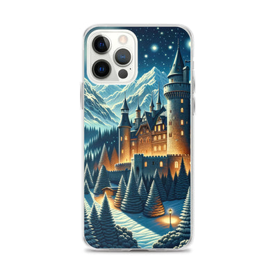 Mondhelle Schlossnacht in den Alpen, sternenklarer Himmel - iPhone Schutzhülle (durchsichtig) berge xxx yyy zzz iPhone 12 Pro Max