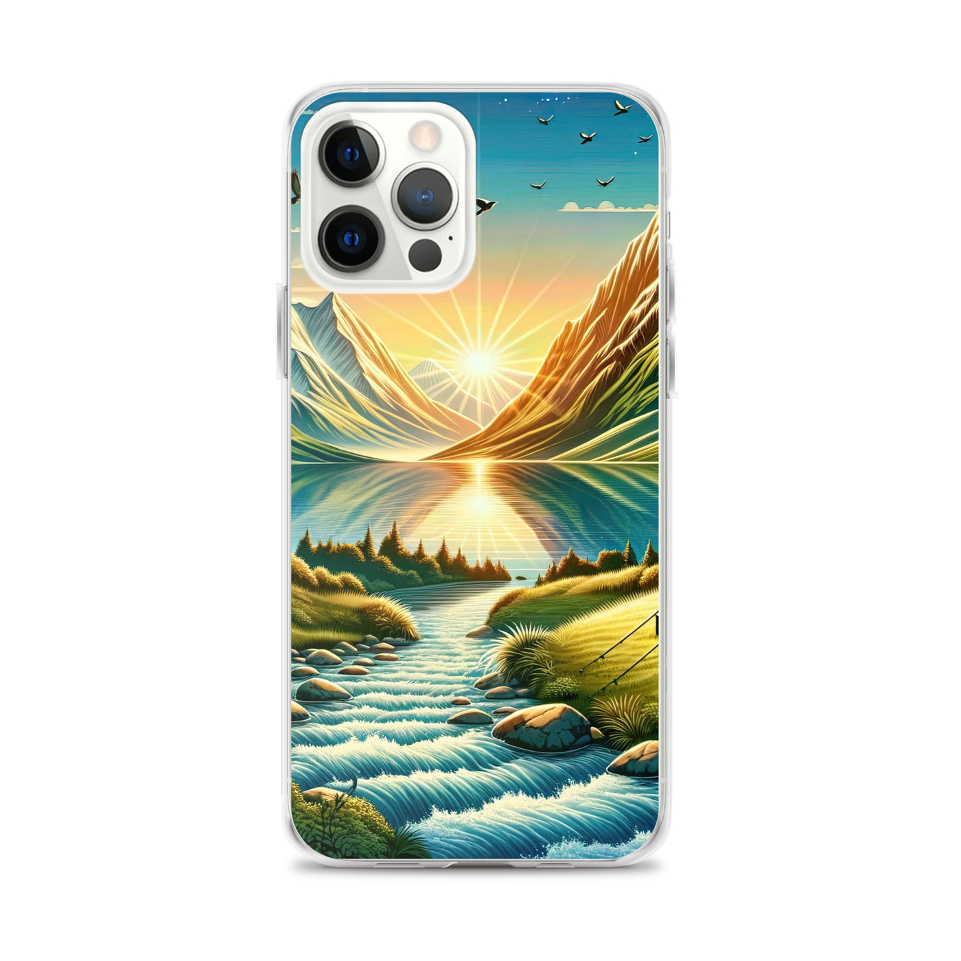 Zelt im Alpenmorgen mit goldenem Licht, Schneebergen und unberührten Seen - iPhone Schutzhülle (durchsichtig) berge xxx yyy zzz iPhone 12 Pro Max