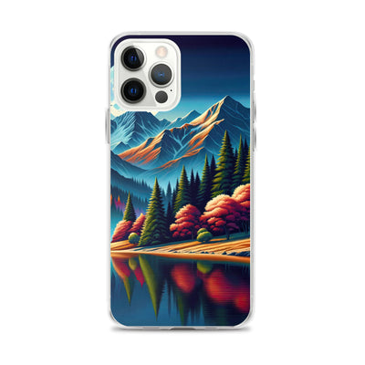Ruhiger Herbstabend in den Alpen, grün-rote Berge - iPhone Schutzhülle (durchsichtig) berge xxx yyy zzz iPhone 12 Pro Max