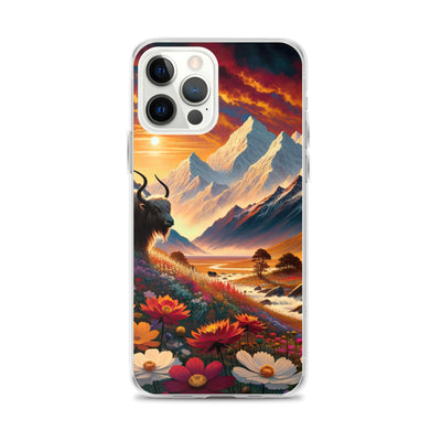 Magischer Alpenabend mit Hochlandkuh und goldener Sonnenkulisse - iPhone Schutzhülle (durchsichtig) berge xxx yyy zzz iPhone 12 Pro Max
