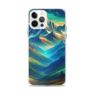 Atemberaubende alpine Komposition mit majestätischen Gipfeln und Tälern - iPhone Schutzhülle (durchsichtig) berge xxx yyy zzz iPhone 12 Pro Max