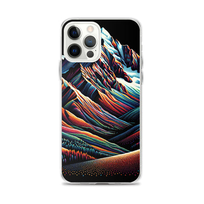 Pointillistische Darstellung der Alpen, Farbpunkte formen die Landschaft - iPhone Schutzhülle (durchsichtig) berge xxx yyy zzz iPhone 12 Pro Max