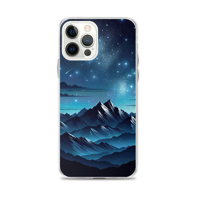 Alpen unter Sternenhimmel mit glitzernden Sternen und Meteoren - iPhone Schutzhülle (durchsichtig) berge xxx yyy zzz iPhone 12 Pro Max