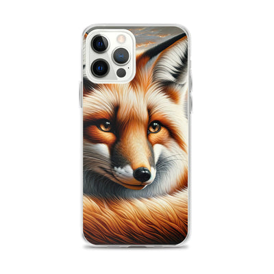 Ölgemälde eines nachdenklichen Fuchses mit weisem Blick - iPhone Schutzhülle (durchsichtig) camping xxx yyy zzz iPhone 12 Pro Max