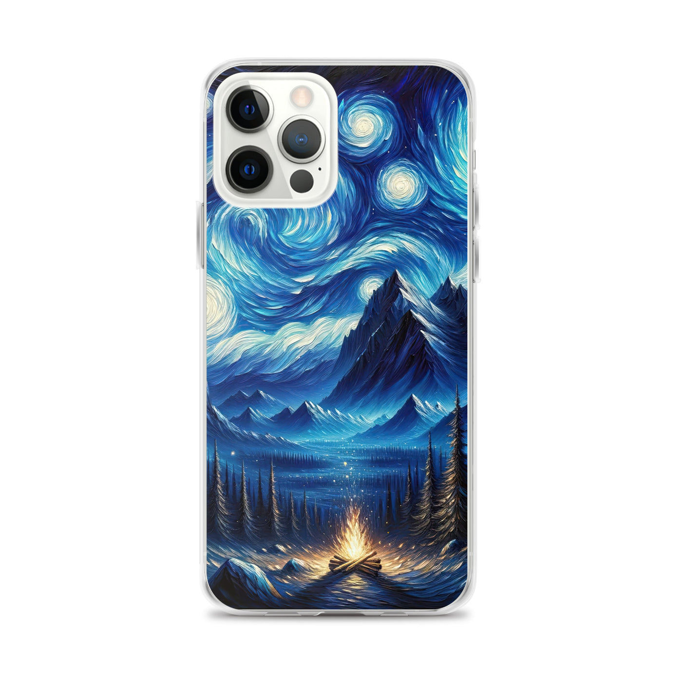 Sternennacht-Stil Ölgemälde der Alpen, himmlische Wirbelmuster - iPhone Schutzhülle (durchsichtig) berge xxx yyy zzz iPhone 12 Pro Max