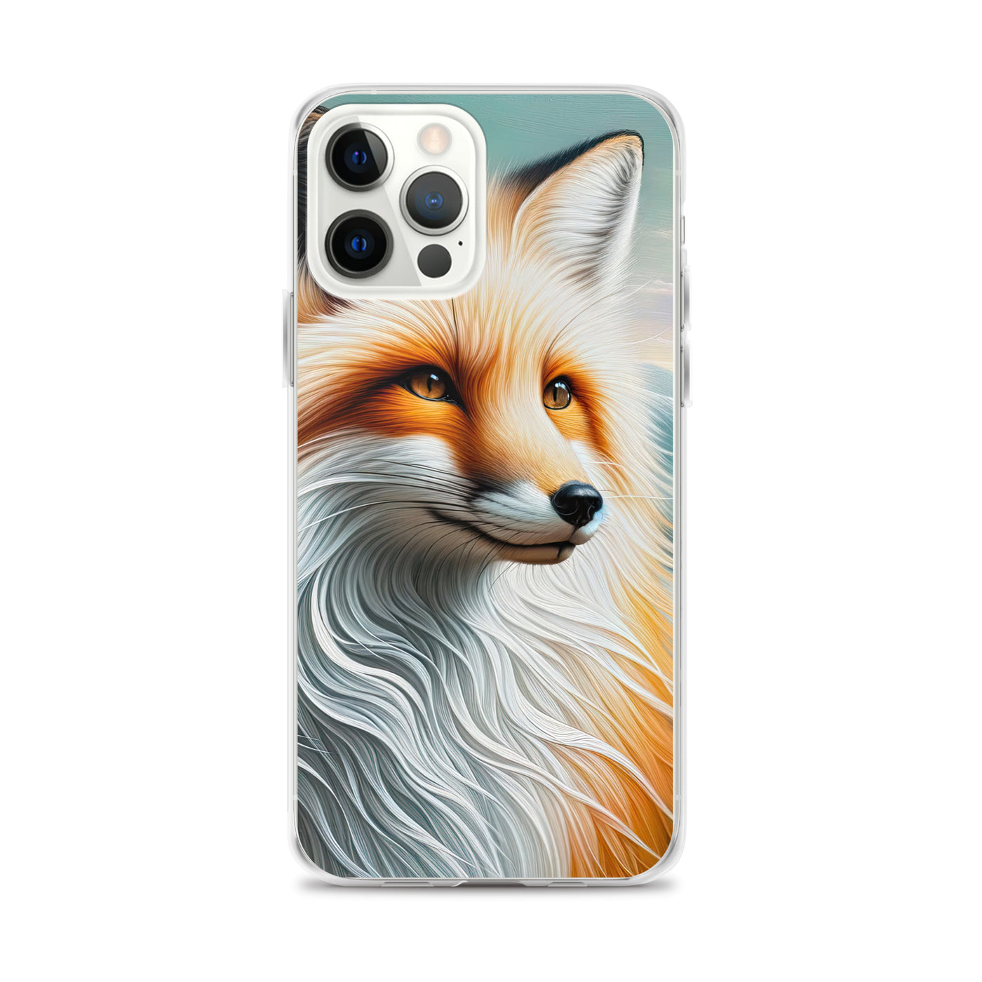 Ölgemälde eines anmutigen, intelligent blickenden Fuchses in Orange-Weiß - iPhone Schutzhülle (durchsichtig) camping xxx yyy zzz iPhone 12 Pro Max