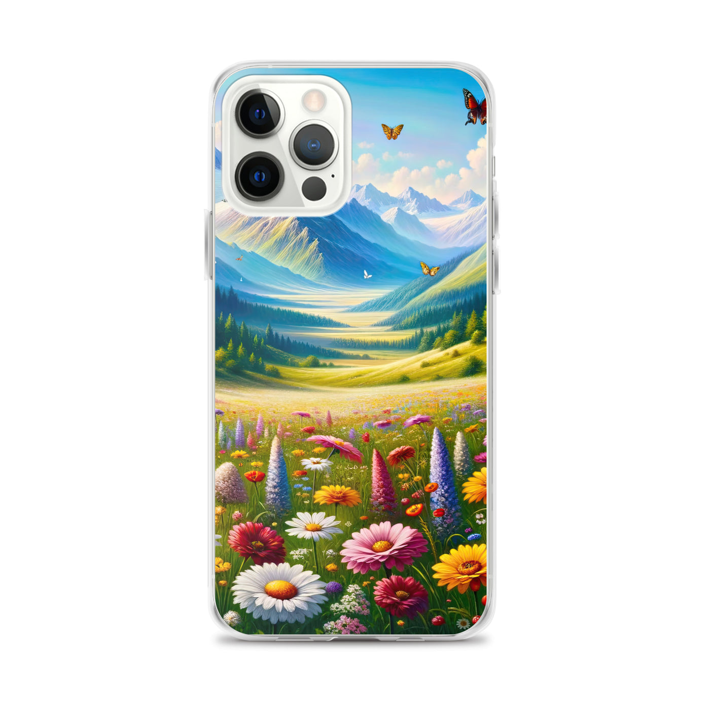 Ölgemälde einer ruhigen Almwiese, Oase mit bunter Wildblumenpracht - iPhone Schutzhülle (durchsichtig) camping xxx yyy zzz iPhone 12 Pro Max