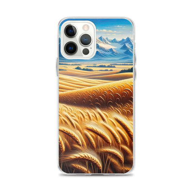 Ölgemälde eines weiten bayerischen Weizenfeldes, golden im Wind (TR) - iPhone Schutzhülle (durchsichtig) xxx yyy zzz iPhone 12 Pro Max