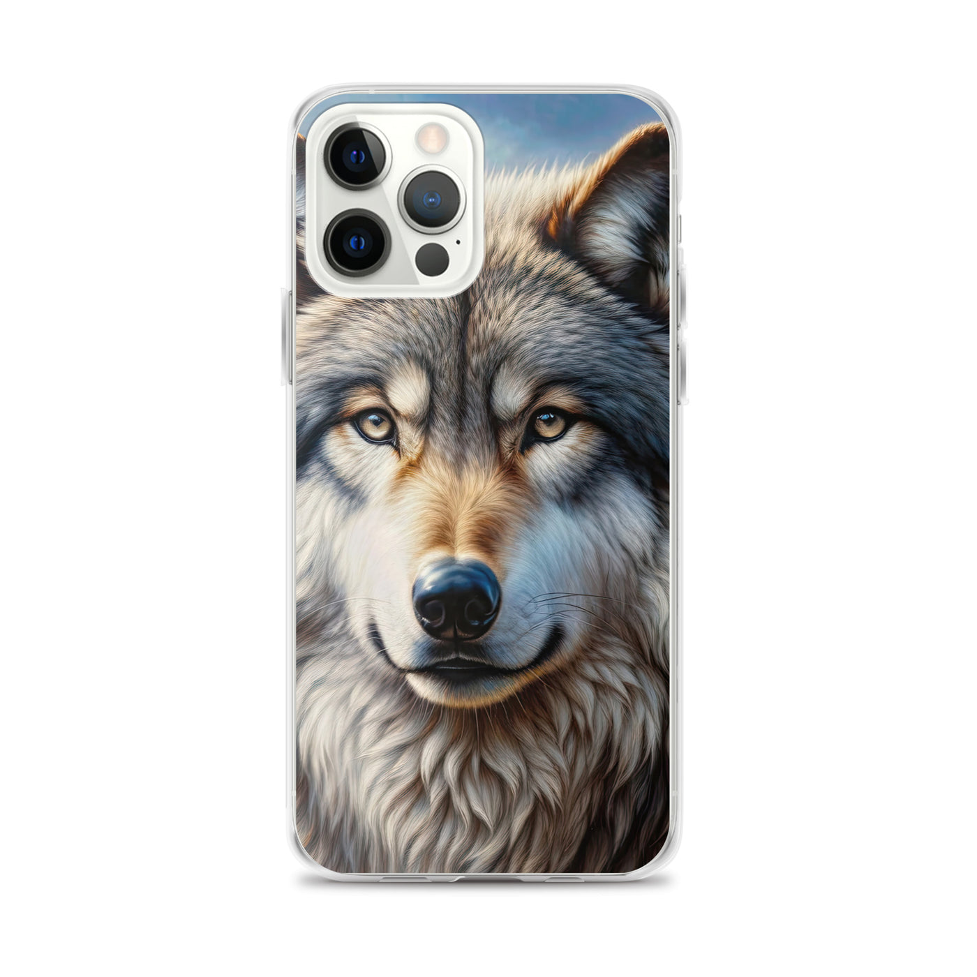 Porträt-Ölgemälde eines prächtigen Wolfes mit faszinierenden Augen (AN) - iPhone Schutzhülle (durchsichtig) xxx yyy zzz iPhone 12 Pro Max