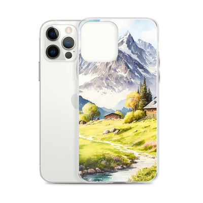 Epische Berge und Berghütte - Landschaftsmalerei - iPhone Schutzhülle (durchsichtig) berge xxx