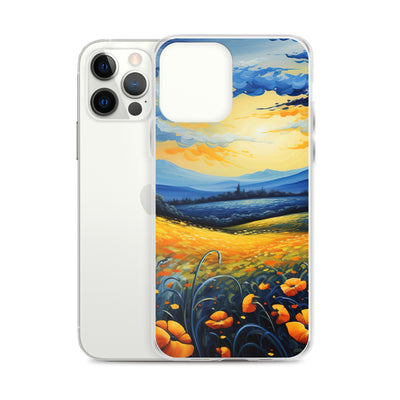 Berglandschaft mit schönen gelben Blumen - Landschaftsmalerei - iPhone Schutzhülle (durchsichtig) berge xxx