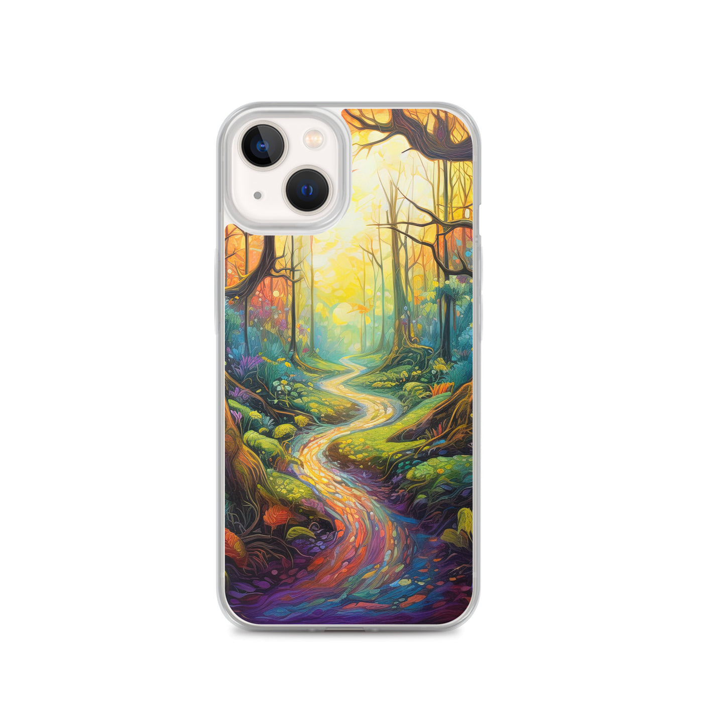 Wald und Wanderweg - Bunte, farbenfrohe Malerei - iPhone Schutzhülle (durchsichtig) camping xxx iPhone 13