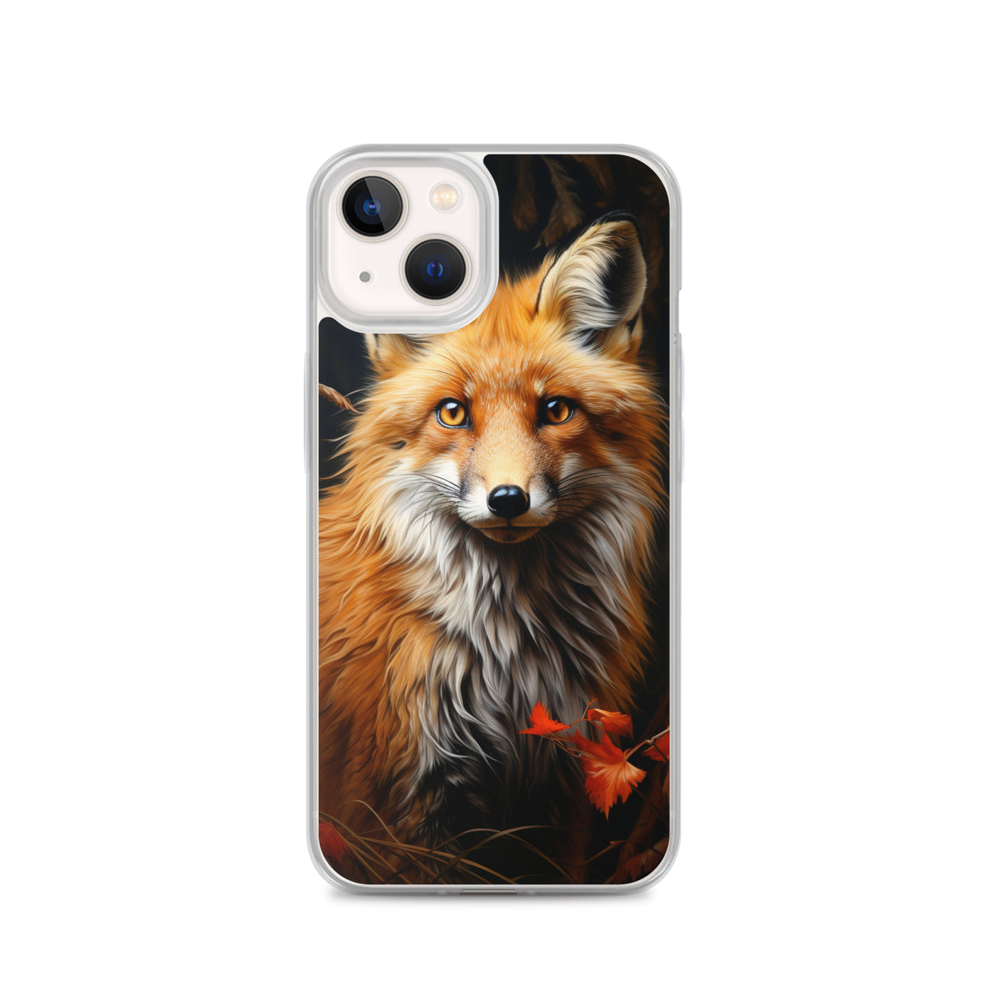 Fuchs Porträt und Herbstblätter - Malerei - iPhone Schutzhülle (durchsichtig) camping xxx iPhone 13