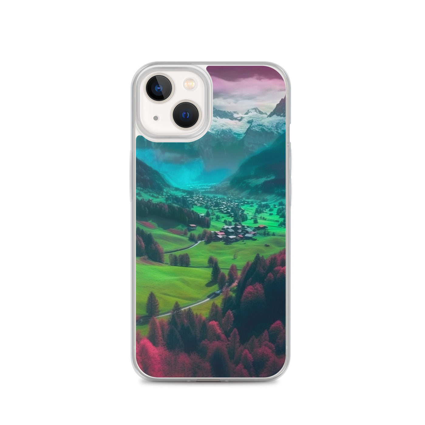Berglandschaft und Dorf - Fotorealistische Malerei - iPhone Schutzhülle (durchsichtig) berge xxx iPhone 13