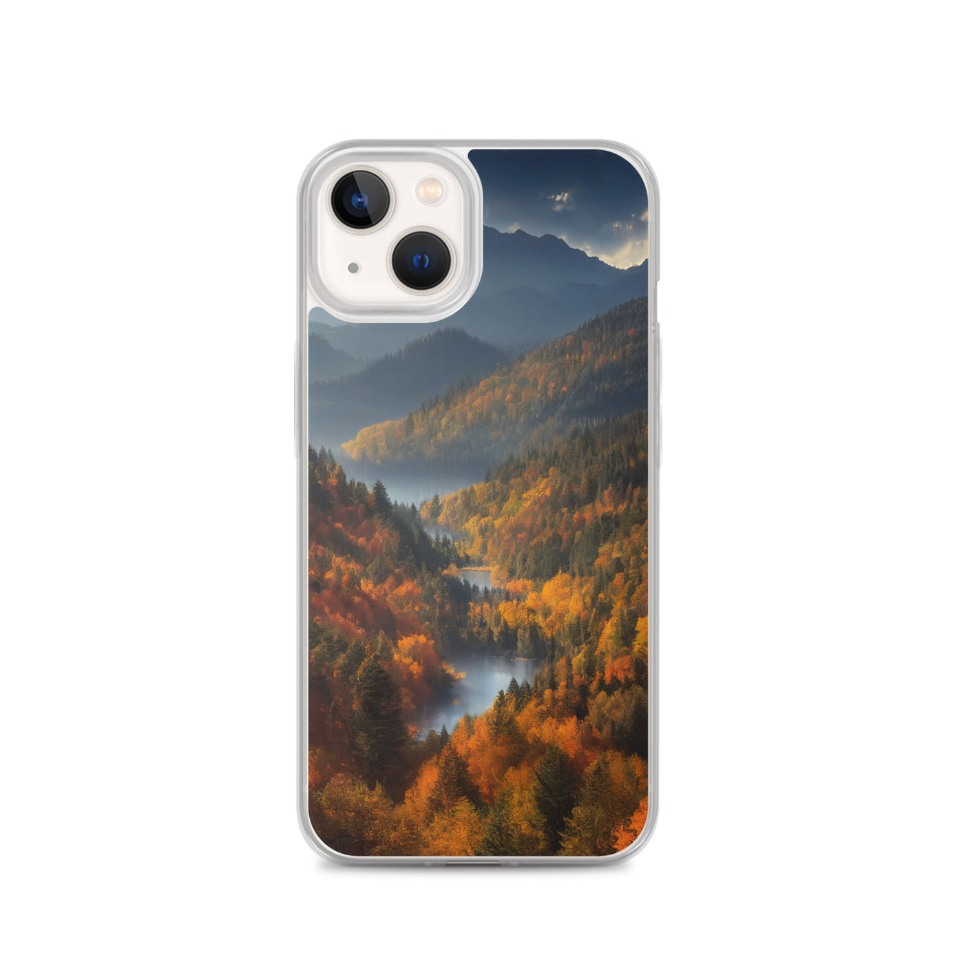 Berge, Wald und Nebel - Malerei - iPhone Schutzhülle (durchsichtig) berge xxx iPhone 13