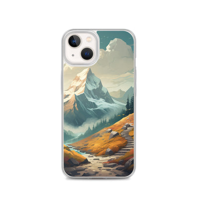 Berge, Wald und Wanderweg - Malerei - iPhone Schutzhülle (durchsichtig) berge xxx iPhone 13