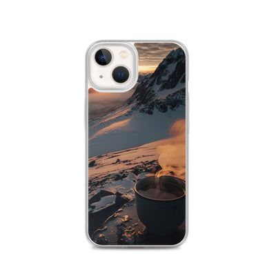 Heißer Kaffee auf einem schneebedeckten Berg - iPhone Schutzhülle (durchsichtig) berge xxx iPhone 13